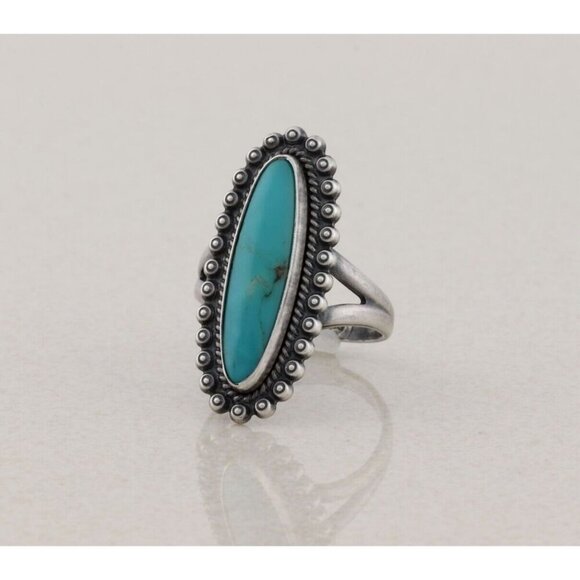 Sterling Silver Natural Turquoise Ring Size 8 1/2 - Picture 5 of 7